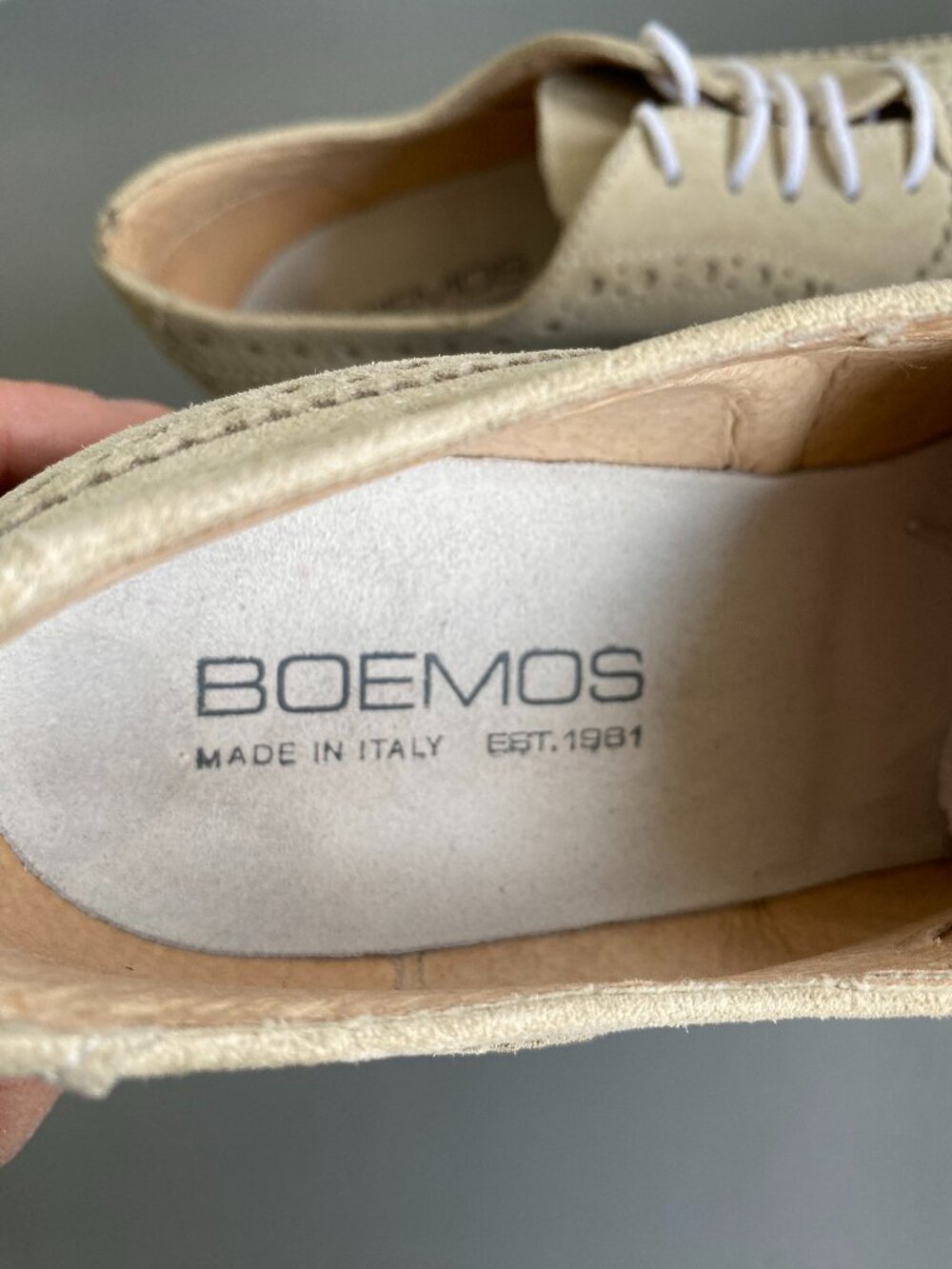 BOEMOS Cream Suede Wingtip Oxfords - Women's Flats & Loafers - Picture 8 of 12